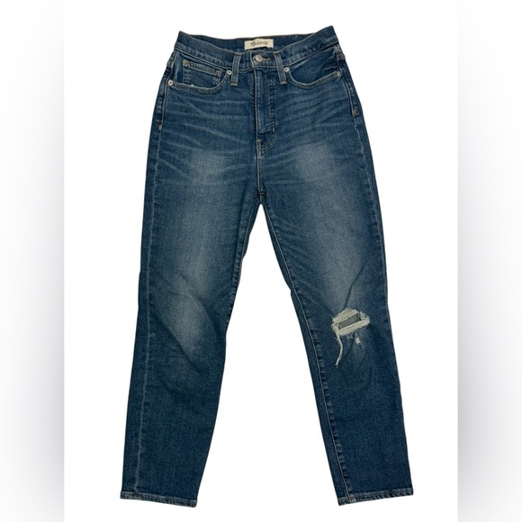 Madewell- The Mom Jean Distressed Blue Jeans Size 26 - Picture 1 of 5